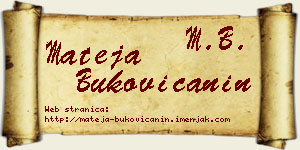 Mateja Bukovičanin vizit kartica